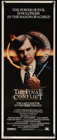 9t320 OMEN 3 - THE FINAL CONFLICT insert '81 creepy image of Sam Neill as President Damien!