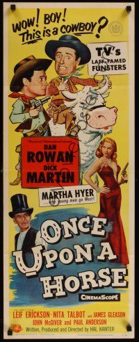 9t322 ONCE UPON A HORSE insert '58 great wacky cartoon art of Rowan & Martin, TV's funsters!