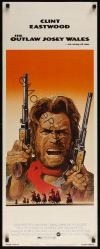 9t329 OUTLAW JOSEY WALES insert '76 Clint Eastwood is an army of one, cool double-fisted artwork!