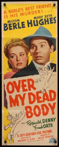 9t330 OVER MY DEAD BODY insert '42 Milton Berle, Mary Beth Hughes, his best friend is murder!