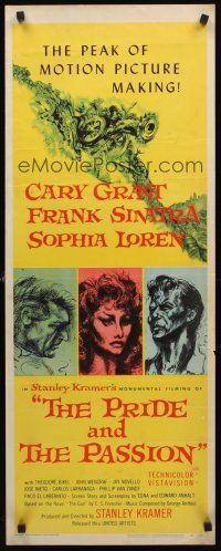 9t343 PRIDE & THE PASSION insert '57 art of Cary Grant, Frank Sinatra & sexy Sophia Loren!