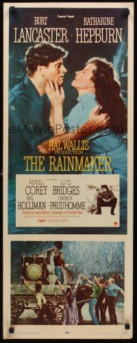 9t347 RAINMAKER insert '56 great romantic close up of Burt Lancaster & Katharine Hepburn!