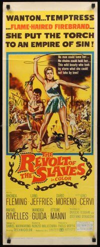 9t352 REVOLT OF THE SLAVES insert '61 artwork of sexy Rhonda Fleming with whip!