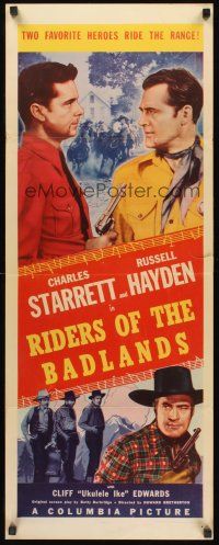 9t353 RIDERS OF THE BADLANDS insert '41 Charles Starrett & Russell Hayden ride the range!