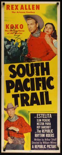 9t391 SOUTH PACIFIC TRAIL insert '52 great images of Rex Allen with gun & pretty Estelita!