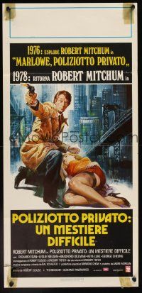 9t453 AMSTERDAM KILL Italian locandina '78 art of Robert Mitchum pointing revolver w/sexy girl!