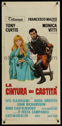 9t518 ON MY WAY TO THE CRUSADES I MET A GIRL WHO Italian locandina '67 Monica Vitti & knight!