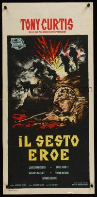 9t521 OUTSIDER Italian locandina '62 art of Tony Curtis as Ira Hayes of Iwo Jima fame!