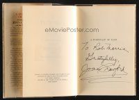 9w015 JOAN CRAWFORD signed hardcover book '62 her autobiography A Portrait of Joan!