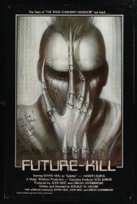 9w056 FUTURE-KILL signed 1sh '84 by Edwin Neal, cool science fiction artwork by H.R. Giger!