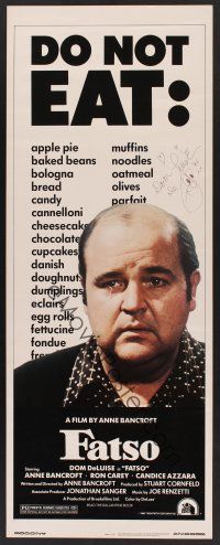 9w053 FATSO signed insert '80 by Dom DeLuise, hilarious best image, directed by Anne Bancroft!
