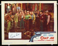 9w072 COLT .45 signed LC #5 '50 on an index card by Randolph Scott, which was cut into the card!
