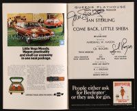 9w033 COME BACK LITTLE SHEBA signed playbill '74 by BOTH Jan Sterling AND Gil Rogers!