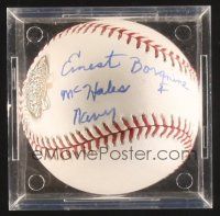 9w079 ERNEST BORGNINE signed baseball in plastic display case '03 he signed his name & McHale's Navy