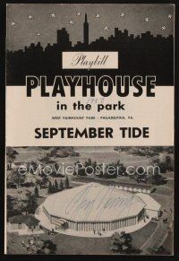 9w035 GIG YOUNG signed playbill '58 when he appeared on stage in September Tide!