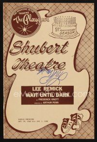 9w038 LEE REMICK signed playbill '66 when she appeared on stage in Wait Until Dark!