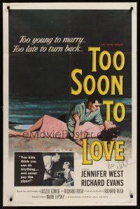 9w065 TOO SOON TO LOVE signed 1sh '60 by Jack Nicholson, who isn't pictured or billed in 2nd role!