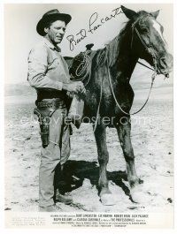 9w108 BURT LANCASTER signed 7.5x10 still '66 standing with his horse from The Professionals!