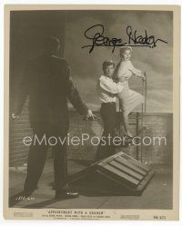 9w122 GEORGE NADER signed 8x10 still '58 facing down the killer from Appointment With a Shadow!