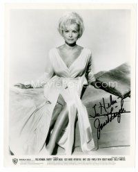 9w135 JANET LEIGH signed 8x10 still '66 sitting on bed in sexiest outfit from Harper!