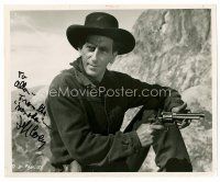 9w138 JEFF COREY signed 8x10 still '50 close portrait pointing gun from The Nevadan by Christie!