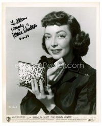 9w167 MARIE WINDSOR signed 8x10 still '54 applying her makeup from The Bounty Hunter!