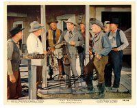 9w124 GLENN FORD signed color 8x10 still '58 surrounded by angry cattlemen in The Sheepman!