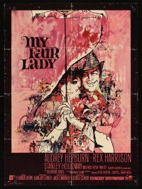 9x581 MY FAIR LADY Danish '64 classic art of Audrey Hepburn & Rex Harrison by Bob Peak!