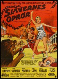 9x604 REVOLT OF THE SLAVES Danish '60 artwork of sexy Rhonda Fleming with whip!