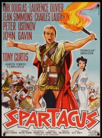9x618 SPARTACUS Danish '62 classic Stanley Kubrick & Kirk Douglas epic, cool gladiator artwork!
