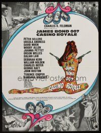 9x646 CASINO ROYALE French 23x32 '67 all-star James Bond spy spoof, sexy psychedelic art!