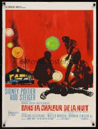 9x653 IN THE HEAT OF THE NIGHT French 23x32 '68 Sidney Poitier, Rod Steiger, Oates, cool crime art!
