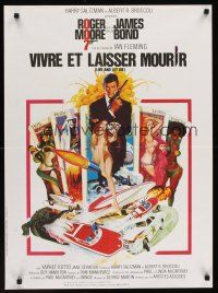 9x657 LIVE & LET DIE French 23x32 '73 art of Roger Moore as James Bond by Robert McGinnis!