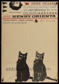 9x144 WORLD OF HENRY ORIENT Polish 23x33 '65 Peter Sellers, Angela Lansbury, art of cats!