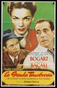 9x165 DARK PASSAGE Spanish R90s great close up of Humphrey Bogart & sexy Lauren Bacall!