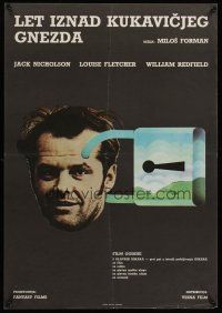 9x458 ONE FLEW OVER THE CUCKOO'S NEST Yugoslavian '75 symbolic art of Jack Nicholson's head lockedup