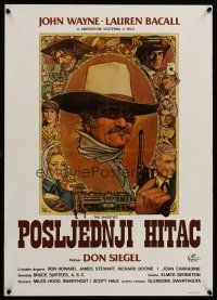 9x474 SHOOTIST Yugoslavian '76 best Richard Amsel artwork of cowboy John Wayne & cast!