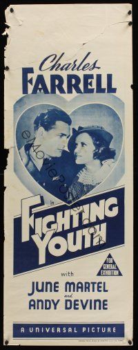 9y037 FIGHTING YOUTH long Aust daybill '35 Charles Farrell as all-American half-back w/June Martel!