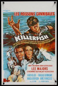 9y685 KILLER FISH Belgian '79 Lee Majors, Karen Black, different piranha horror artwork!
