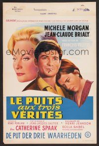 9y764 THREE FACES OF SIN Belgian '61 Le Puits aux Trois Verites, art of Michele Morgan & co-stars!