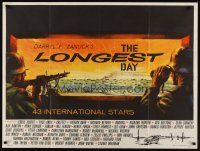 9y226 LONGEST DAY British quad '62 Zanuck's World War II D-Day movie with 43 international stars!