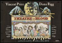 9y237 THEATRE OF BLOOD British quad '73 great art of puppet masters Vincent Price & Diana Rigg!