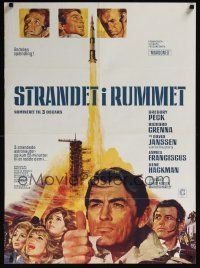 9y009 MAROONED Danish '69 Gregory Peck & Gene Hackman, great cast & rocket art!