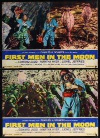 9y160 FIRST MEN IN THE MOON 10 Ital/Eng photobustas '64 Ray Harryhausen, H.G. Wells!