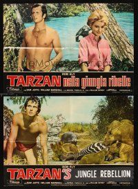 9y168 TARZAN'S JUNGLE REBELLION 8 Italian photobustas '70 Ron Ely in loincloth, cool action images!
