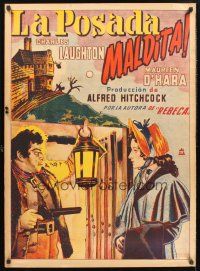 9y028 JAMAICA INN Mexican poster '39 Hitchcock, art of Charles Laughton pointing gun at O'Hara!