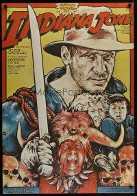 9y301 INDIANA JONES & THE TEMPLE OF DOOM Polish 27x38 '85 cool different art by Witold Dybowski!