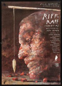 9y333 RIFF-RAFF Polish 27x38 '90 Ken Loach comedy, incredible different art by Wiktor Sadowski!