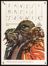 9y338 SLOWIK stage play Polish 27x38 '83 cool bird artwork by Grzegorz Marszalek!