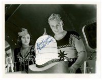 9z238 BUSTER CRABBE signed 8x10 REPRO still '80s as Flash Gordon with Jean Rogers as Dale Arden!